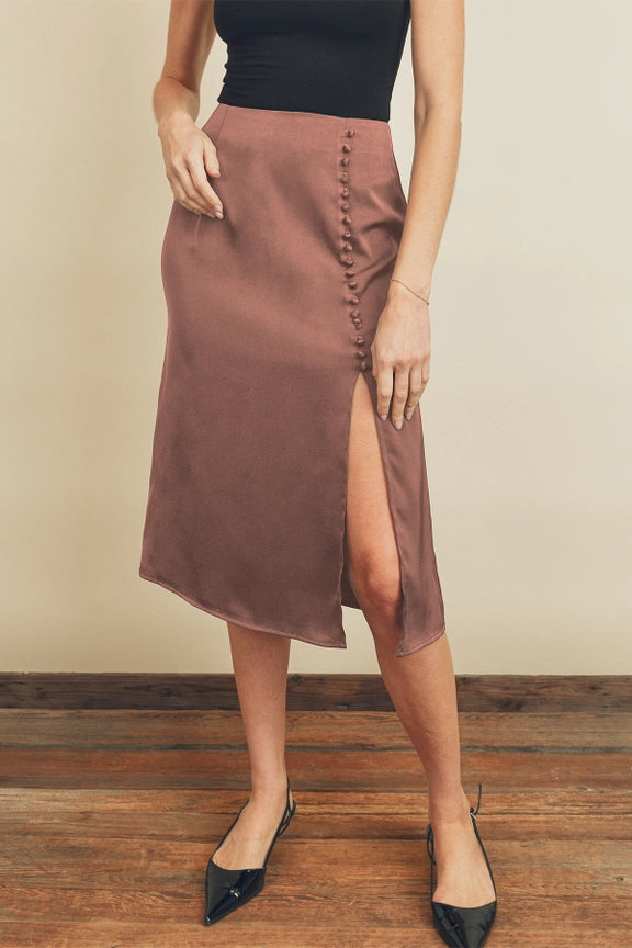 Dress Forum: Satin Mauve Slit Skirt