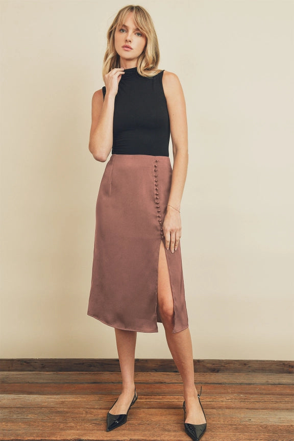 Dress Forum: Satin Mauve Slit Skirt