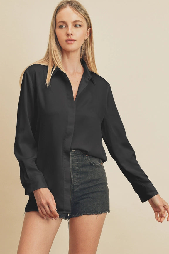 Dress Forum: Black Satin Button Down