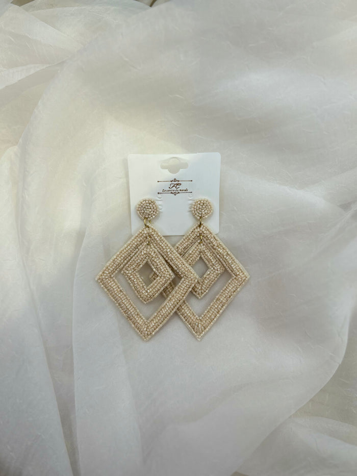 Peach Diamond Beaded Earrings