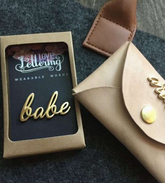 Love Lettering: Wearable Words Pin_Babe (Gold)_Apparel & Accessories_The Floral Fixx_The Floral Fixx