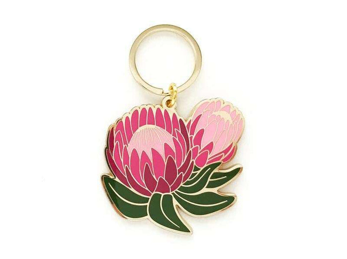 Paper Anchor Co. Ofelia Protea Enamel Keychain__Floral Fixx Design Studio_The Floral Fixx