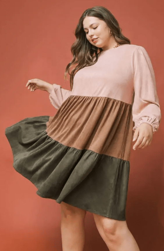 A Plus Size Color Blocked Faux Suede Mini Dress_MAUVE CAMEL BROWN / 1x__The Floral Fixx_The Floral Fixx