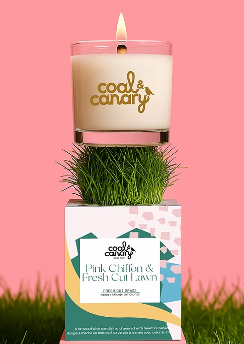 Coal and Canary candles - Pink Chiffon & Fresh Cut Lawn