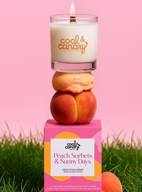 Coal and Canary candles - Peach Sorbet + Sunny Days